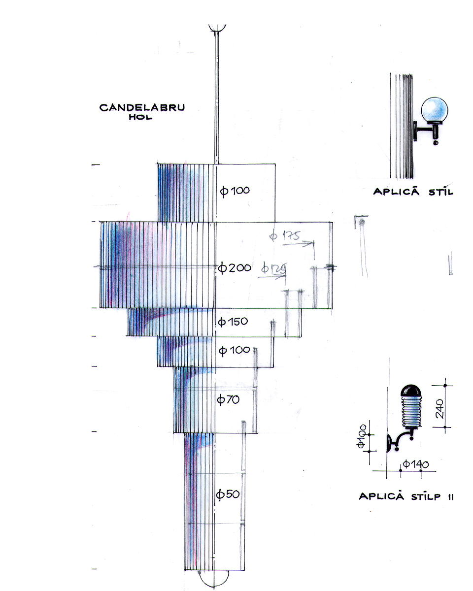 Planșă desenată de mână din arhiva atelierului FD.STIL